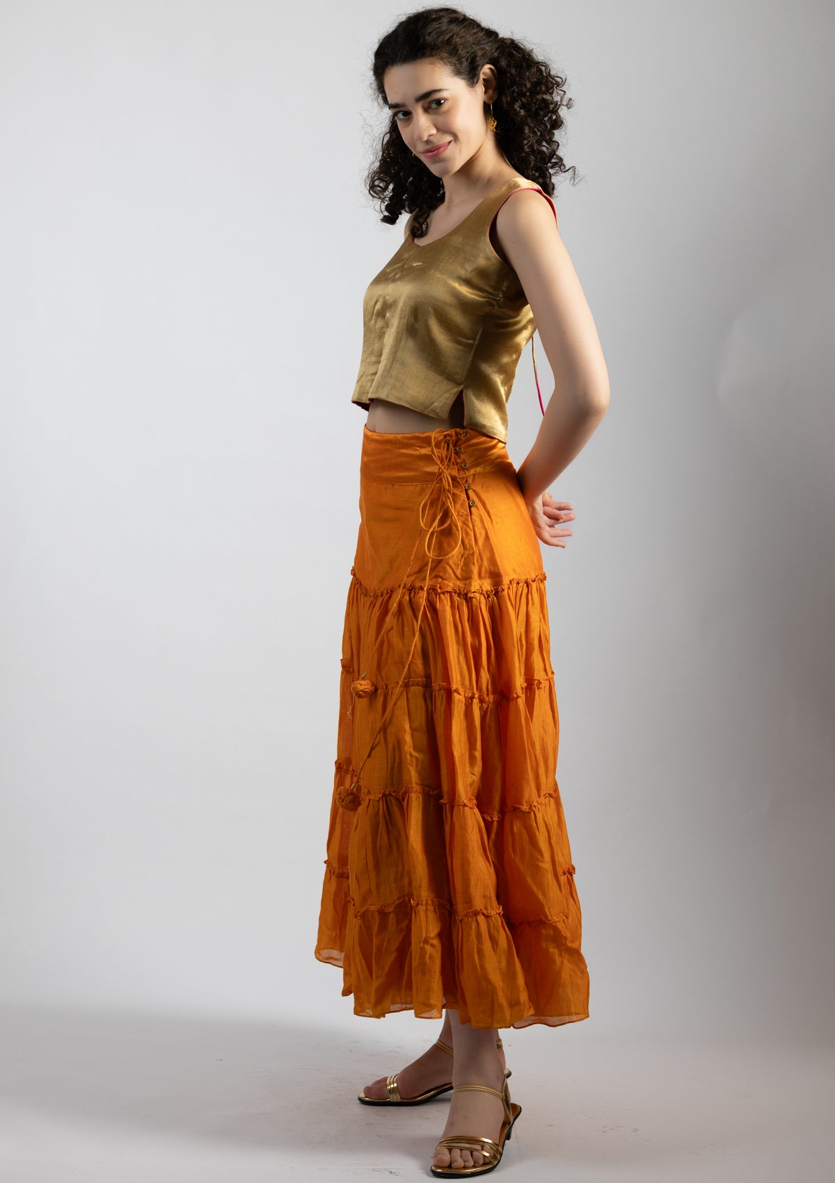 Sona Golden Mashru Top - Size Small