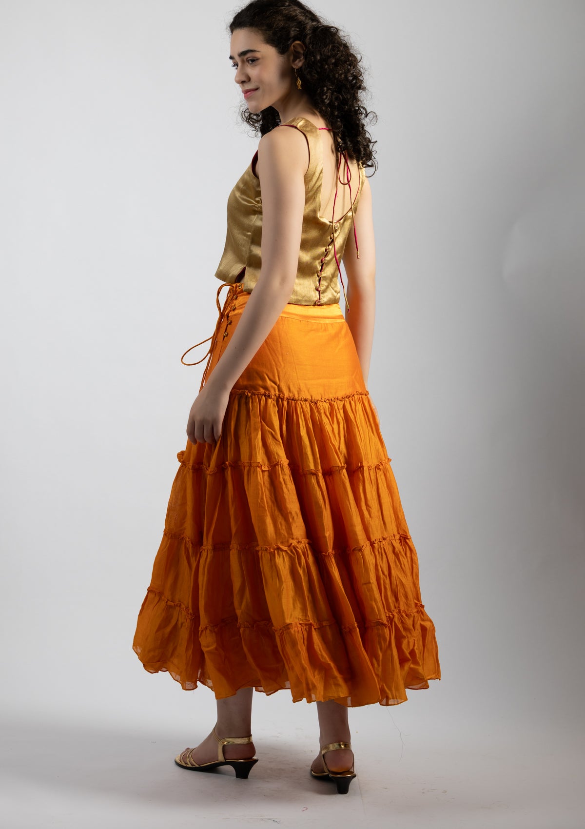 Sona Golden Mashru Top - Size Small