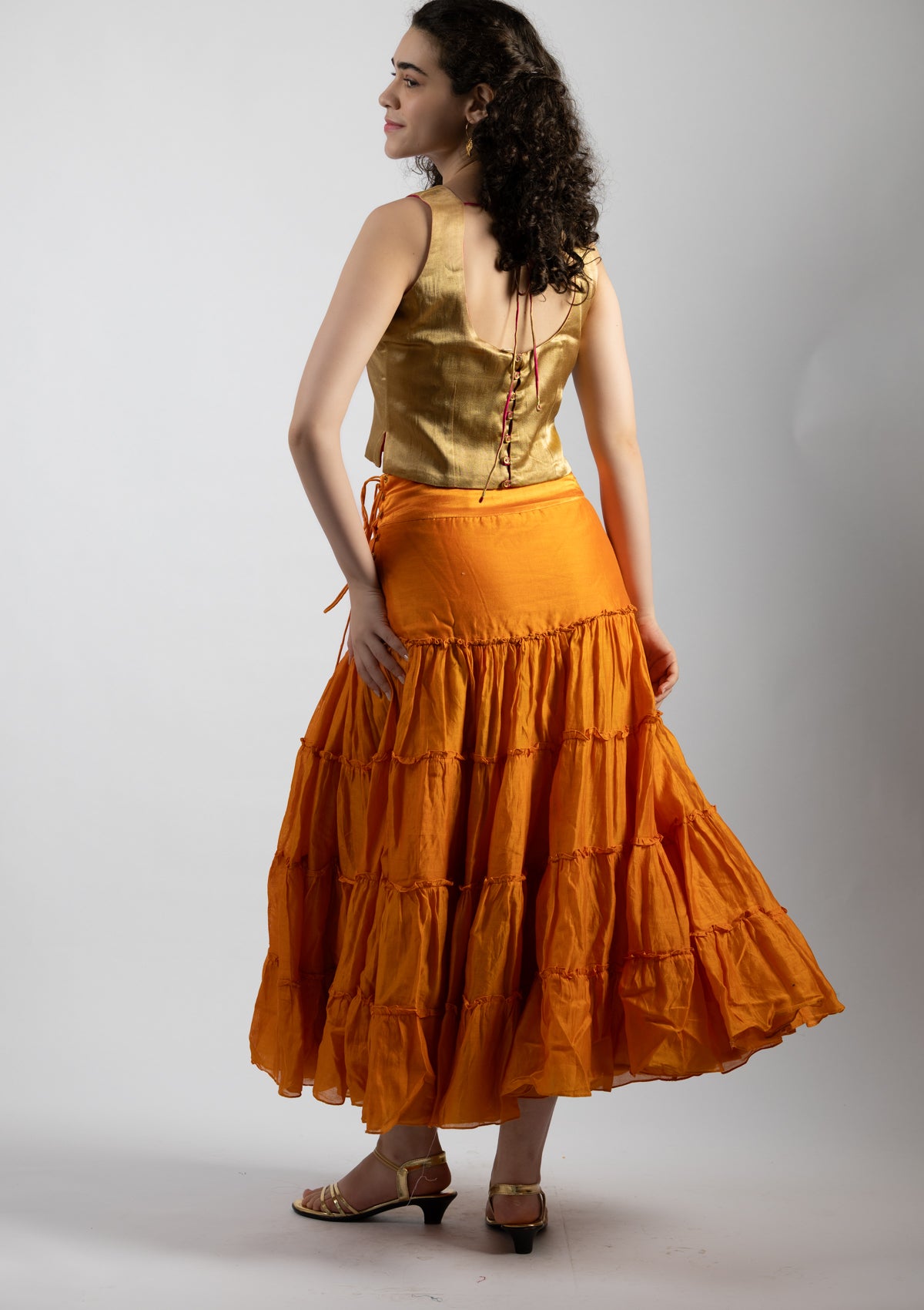 Sona Golden Mashru Top - Size Small