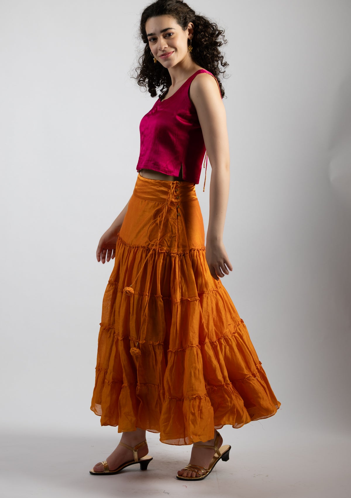 Tina Pink Mashru Top - Size Medium