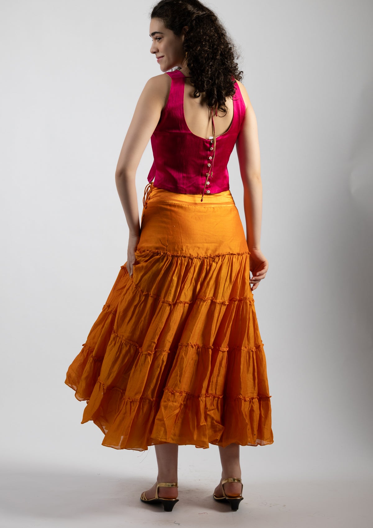 Tina Pink Mashru Top - Size Medium