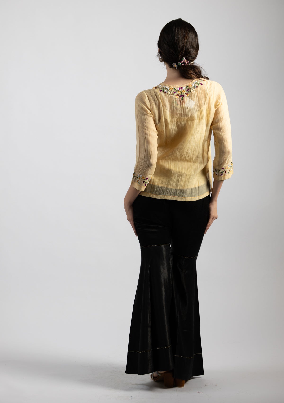 Cielo Embroidered Chanderi Top - Size Small