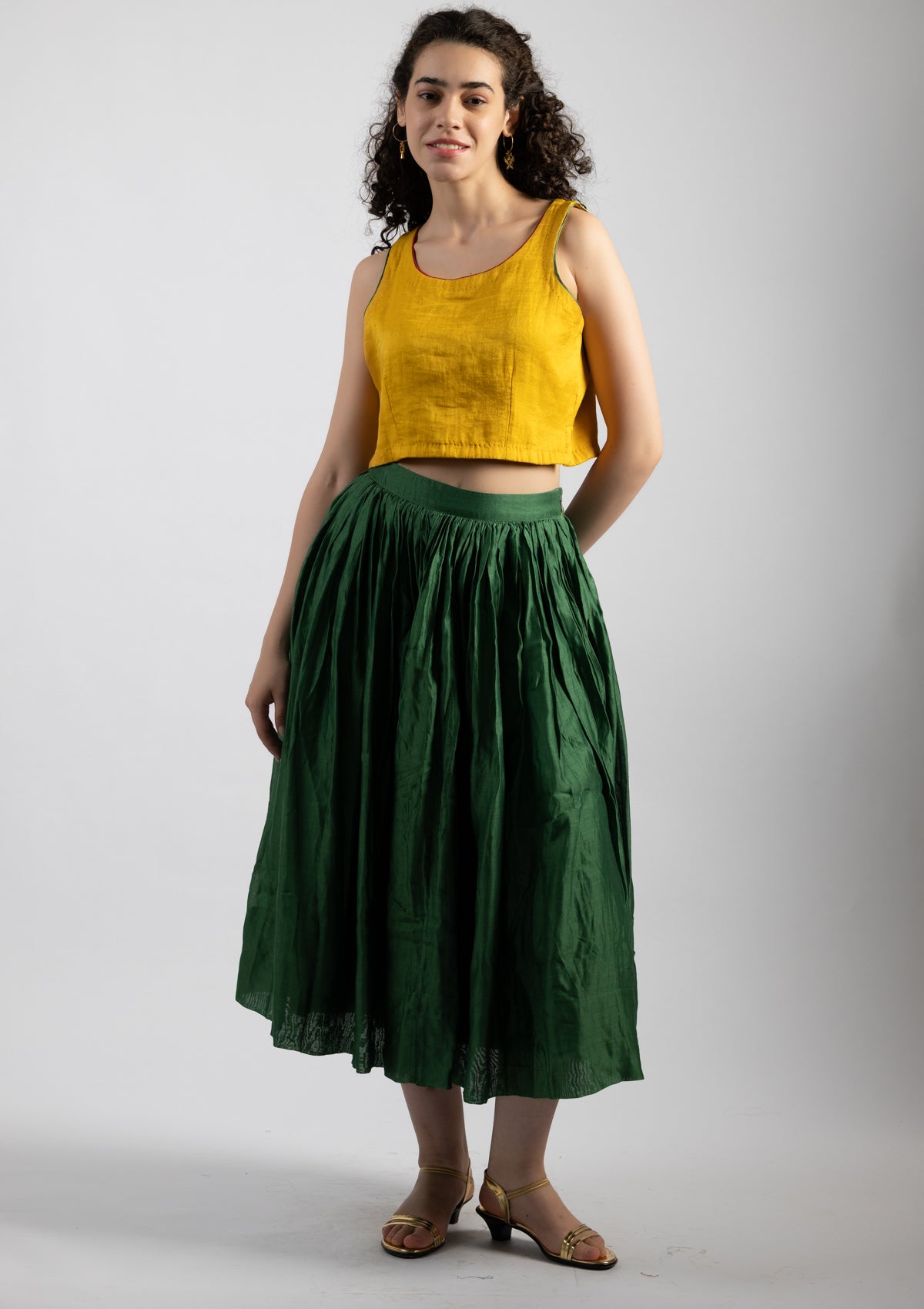 Sunlet Yellow Chanderi Top - Size Medium