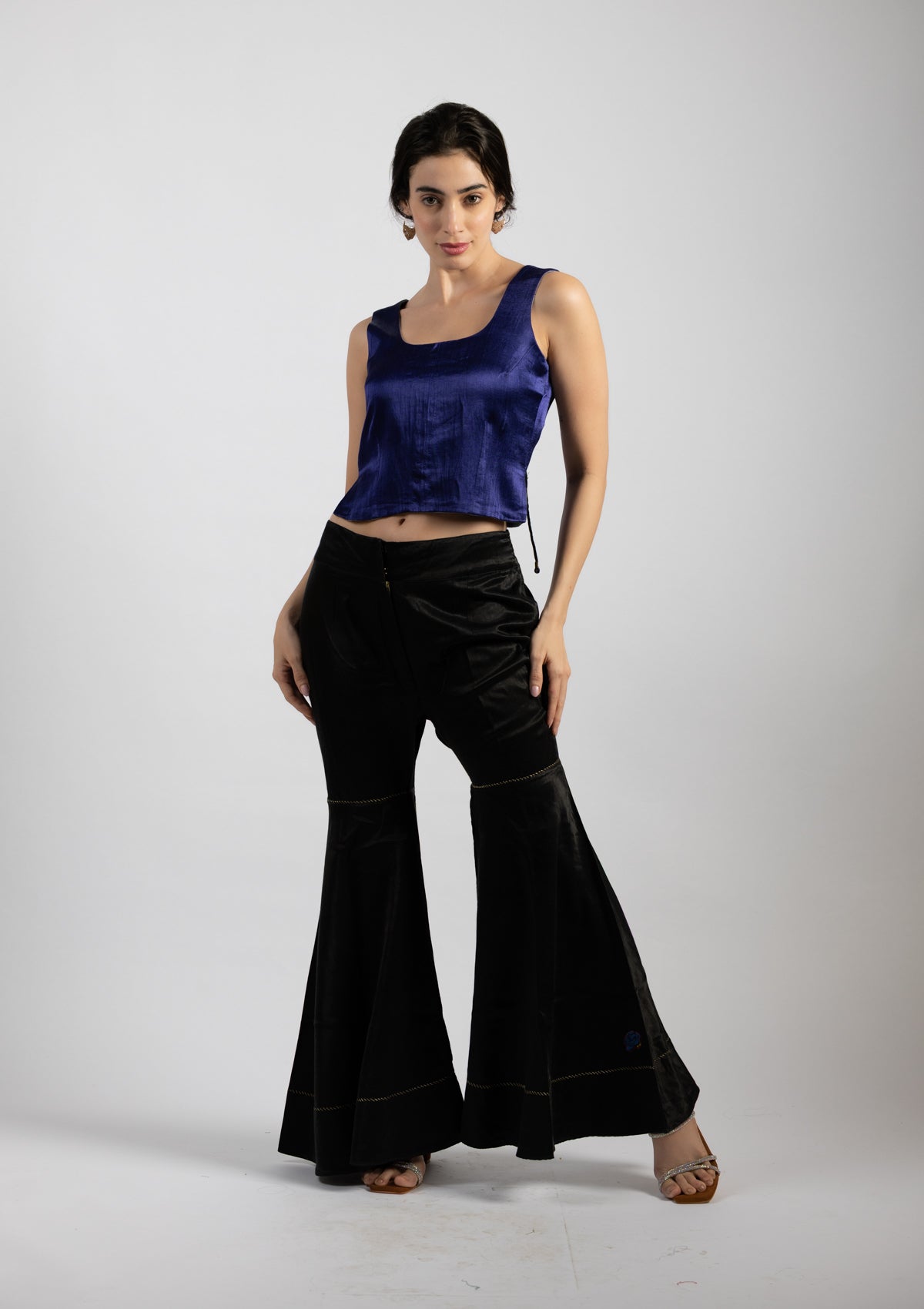 Midnight Blue Silk Top - Size Small