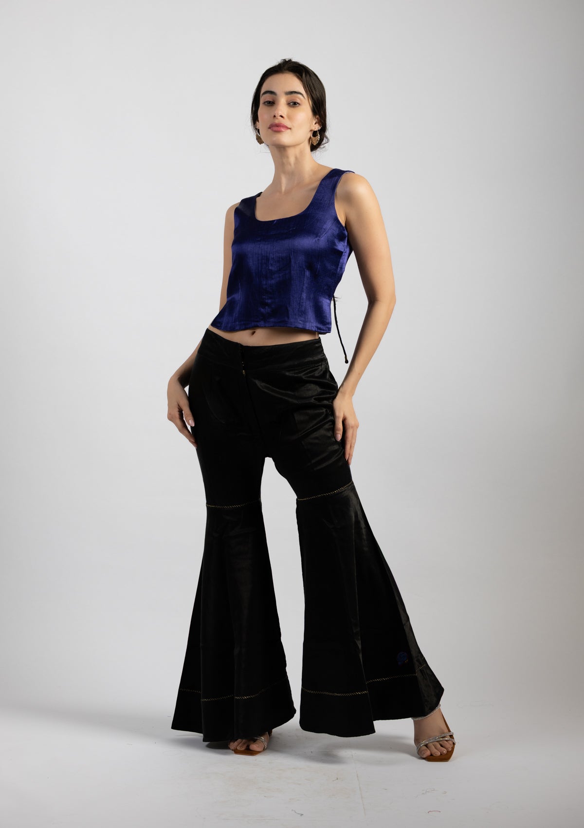 Midnight Blue Silk Top - Size Small