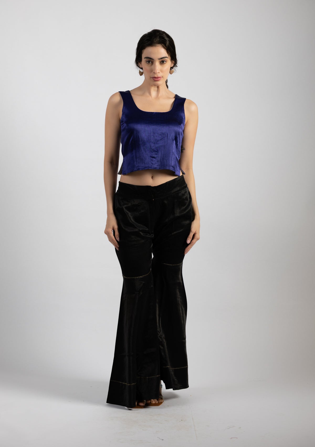 Midnight Blue Silk Top - Size Small