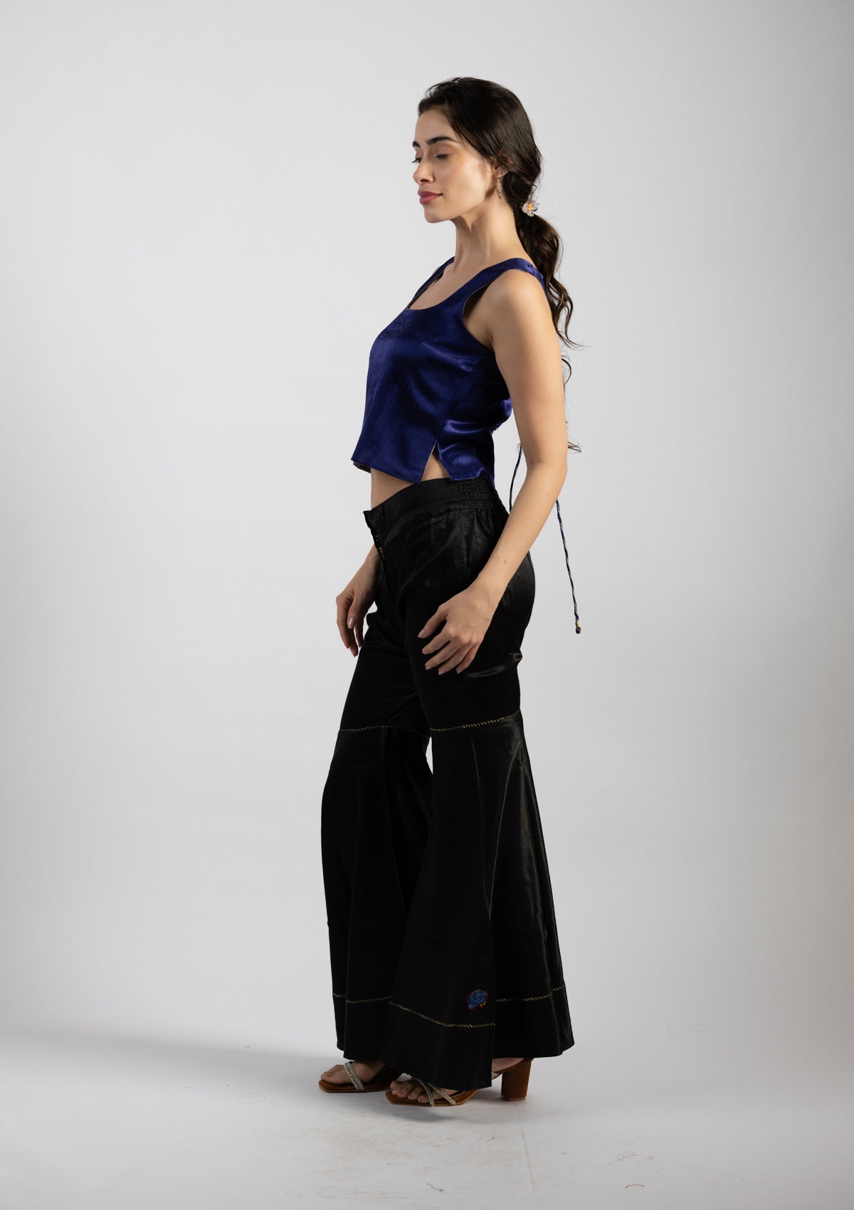 Midnight Blue Silk Top - Size Small