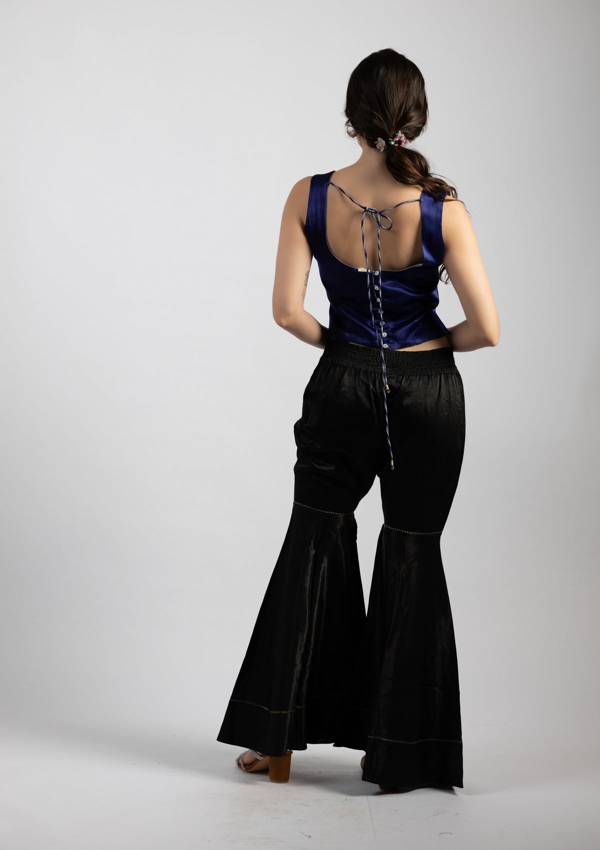 Midnight Blue Silk Top - Size Small