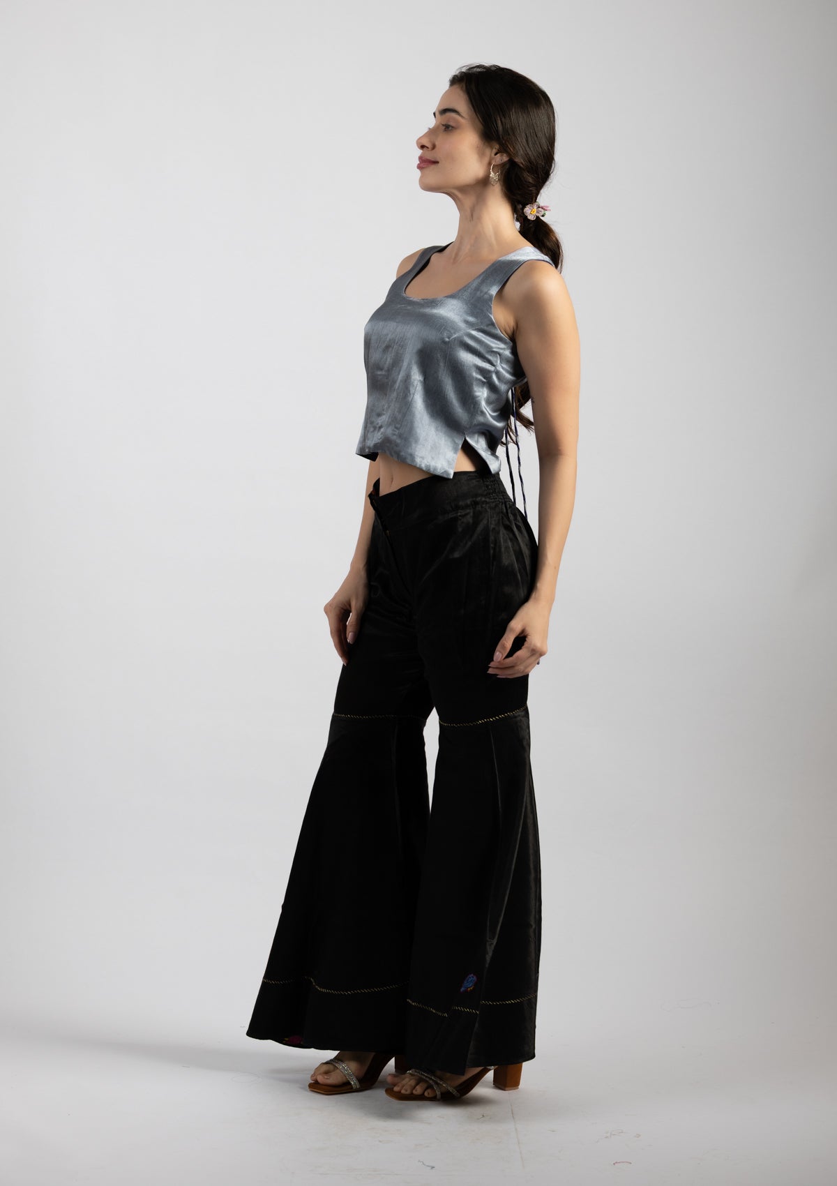 Gunmetal Mashru Top - Size Small