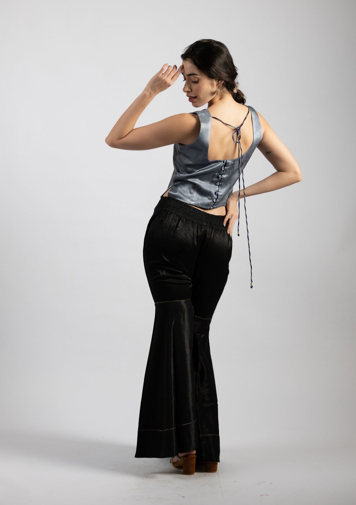 Gunmetal Mashru Top - Size Small