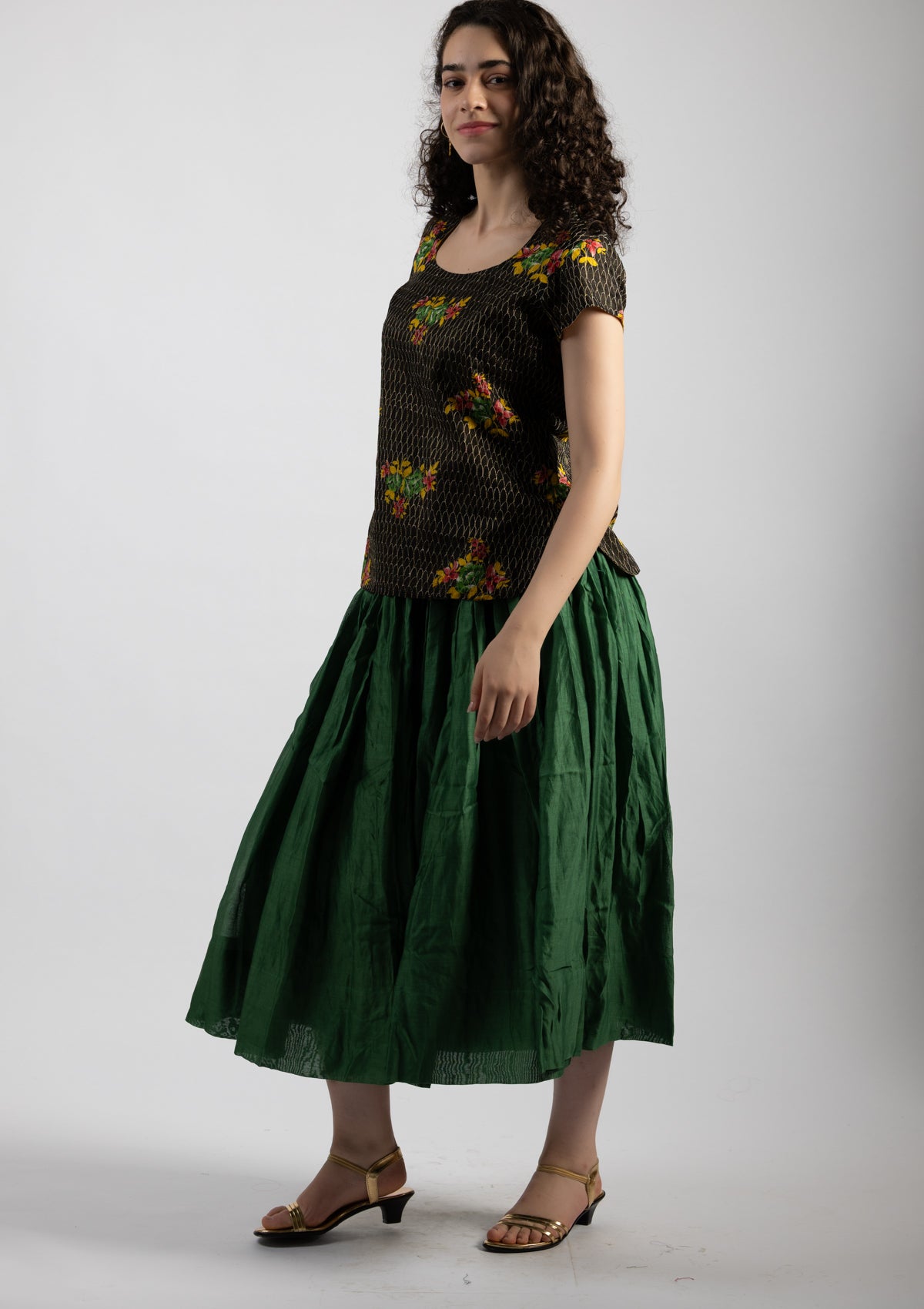 Zuri Black Embroidered Cotton Top - Size Small