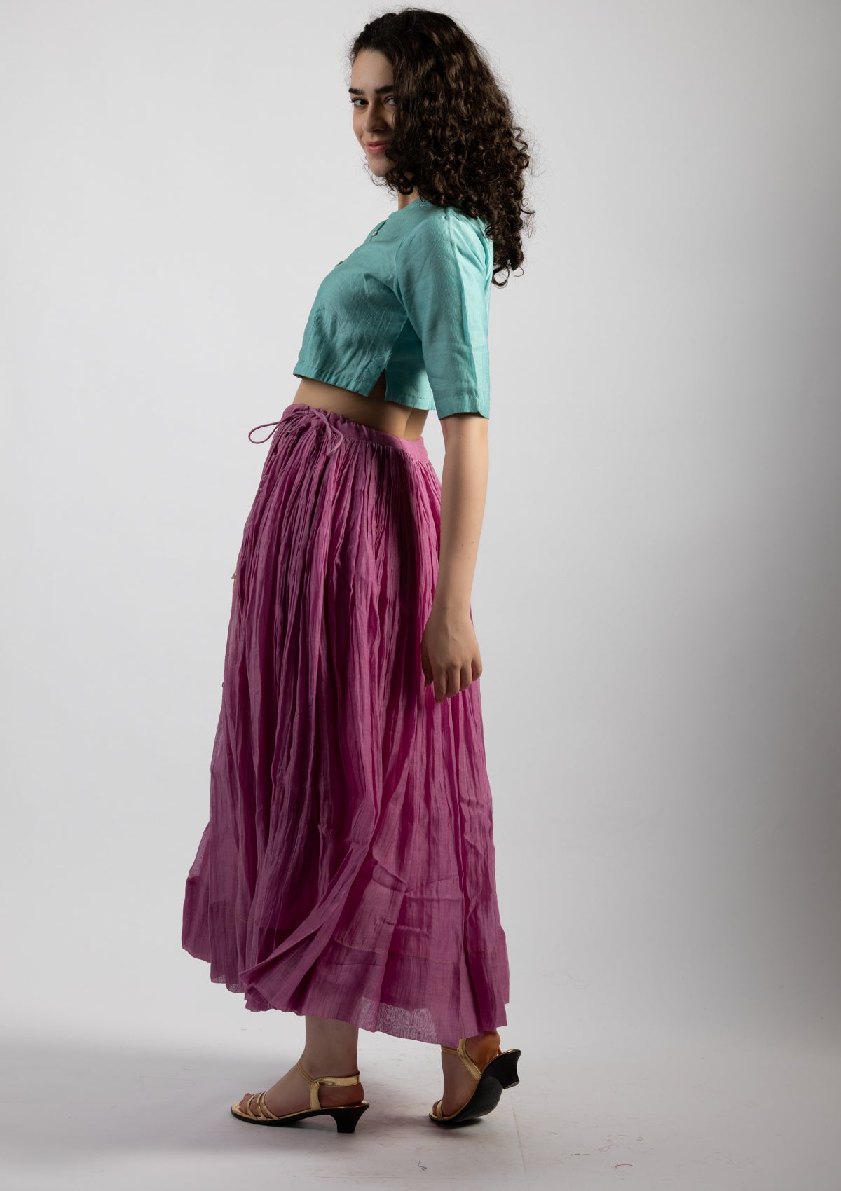 Deep Sea Chanderi Top - Size Medium