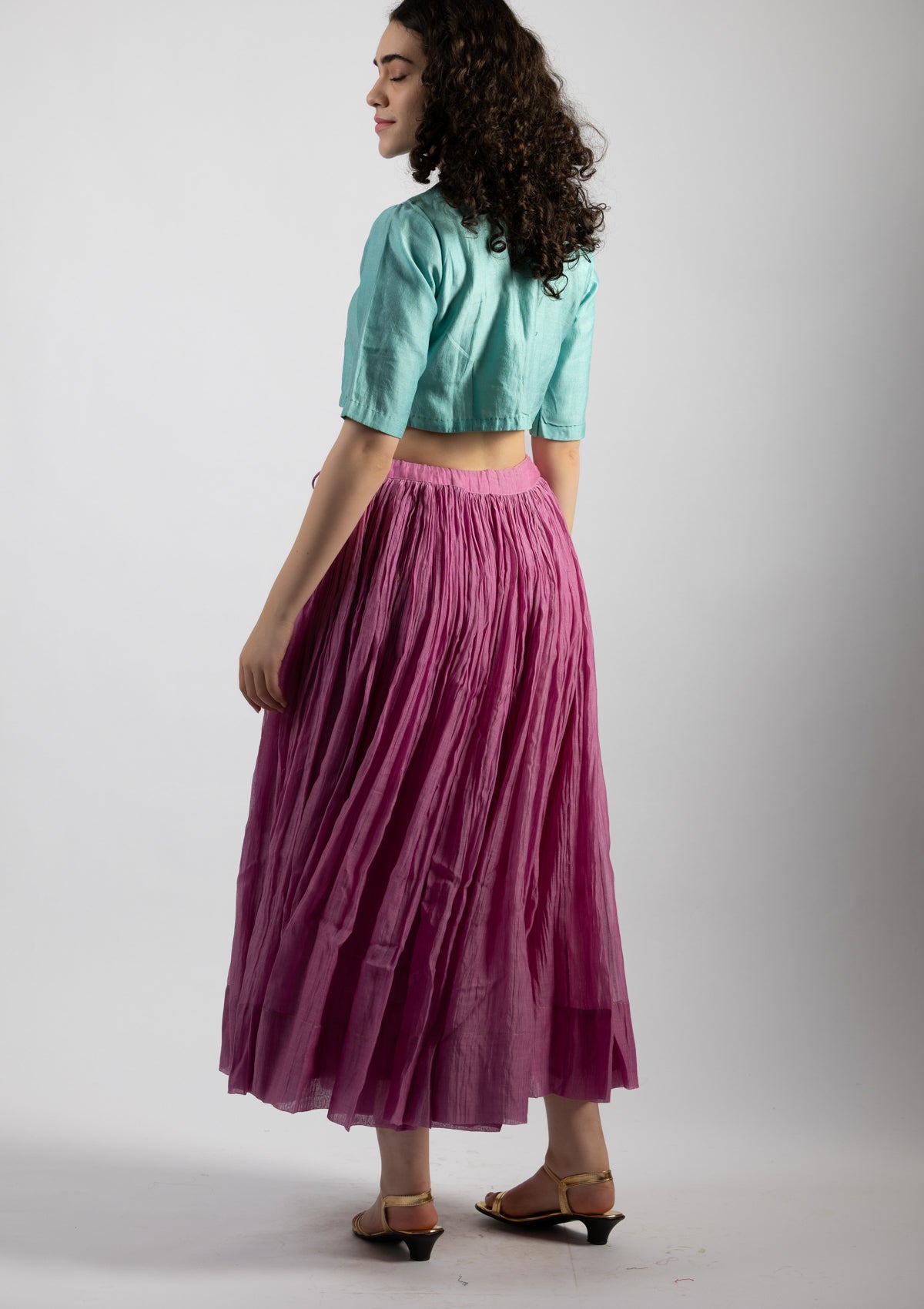 Deep Sea Chanderi Top - Size Medium