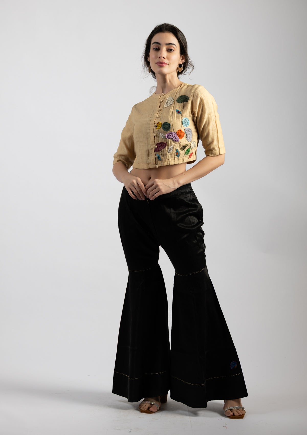 Parchment Chanderi Top - Size Extra Large