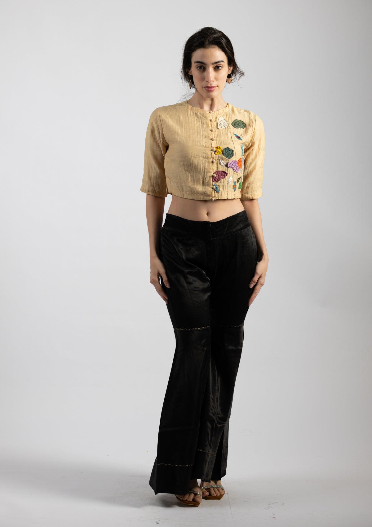 Parchment Chanderi Top - Size Extra Large