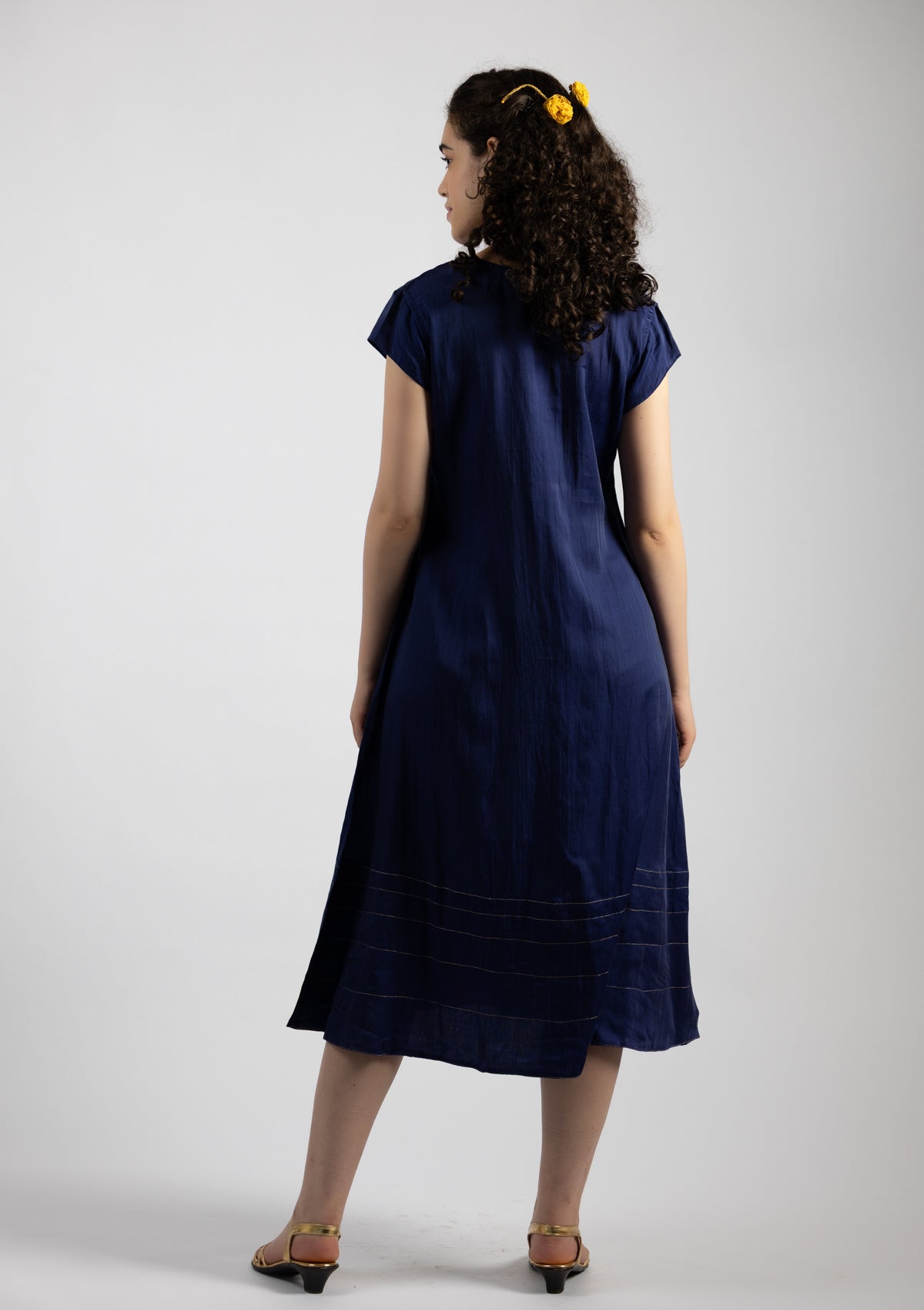 Blue Bell Chanderi Dress with Embroidered Details - Size Large