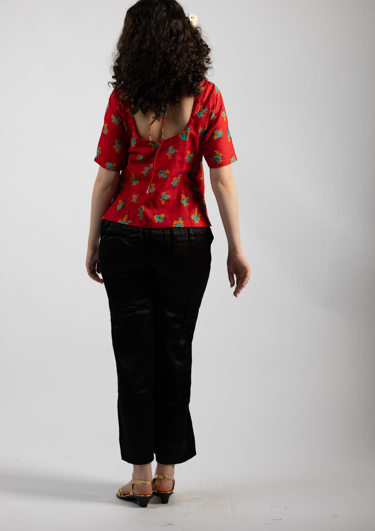 Crimson Printed Cotton Top - Size Large