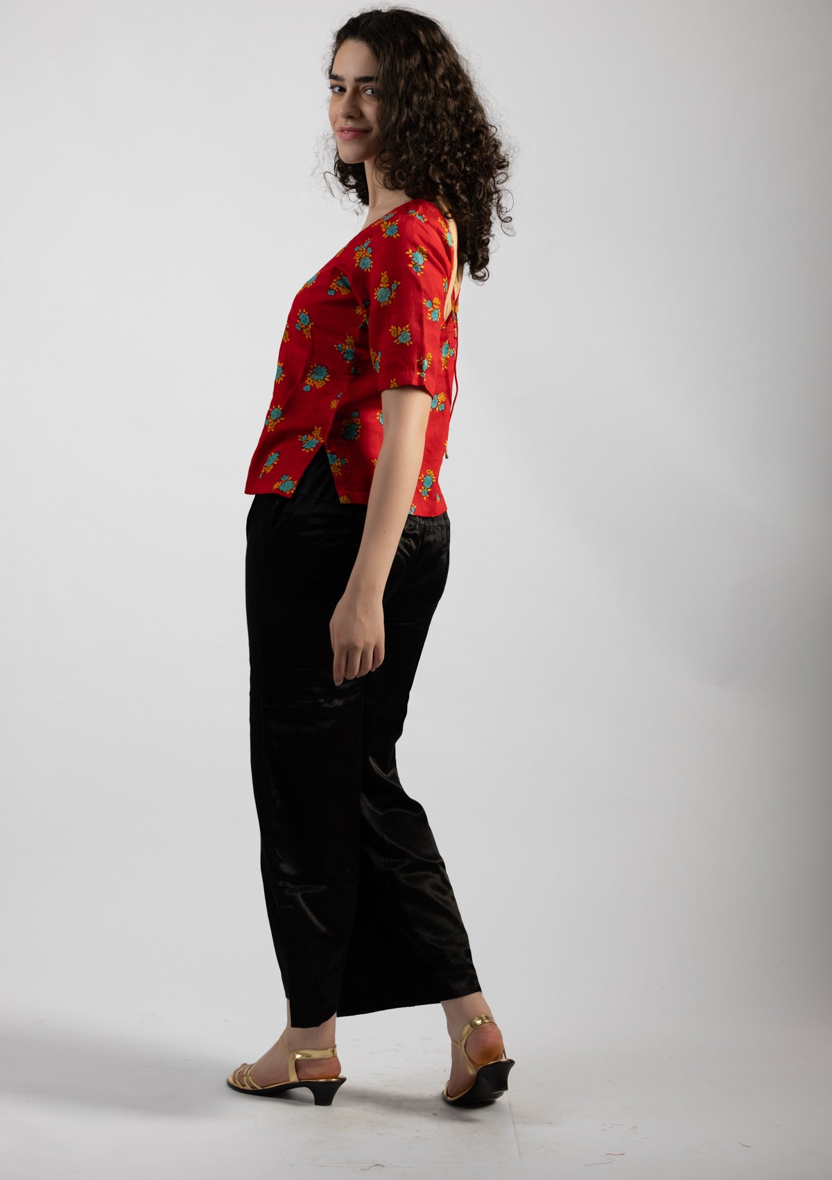 Crimson Printed Cotton Top - Size Large