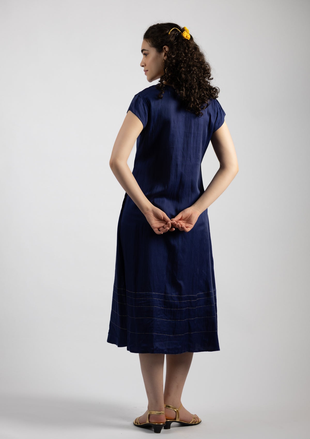 Blue Bell Chanderi Dress with Embroidered Details - Size Large