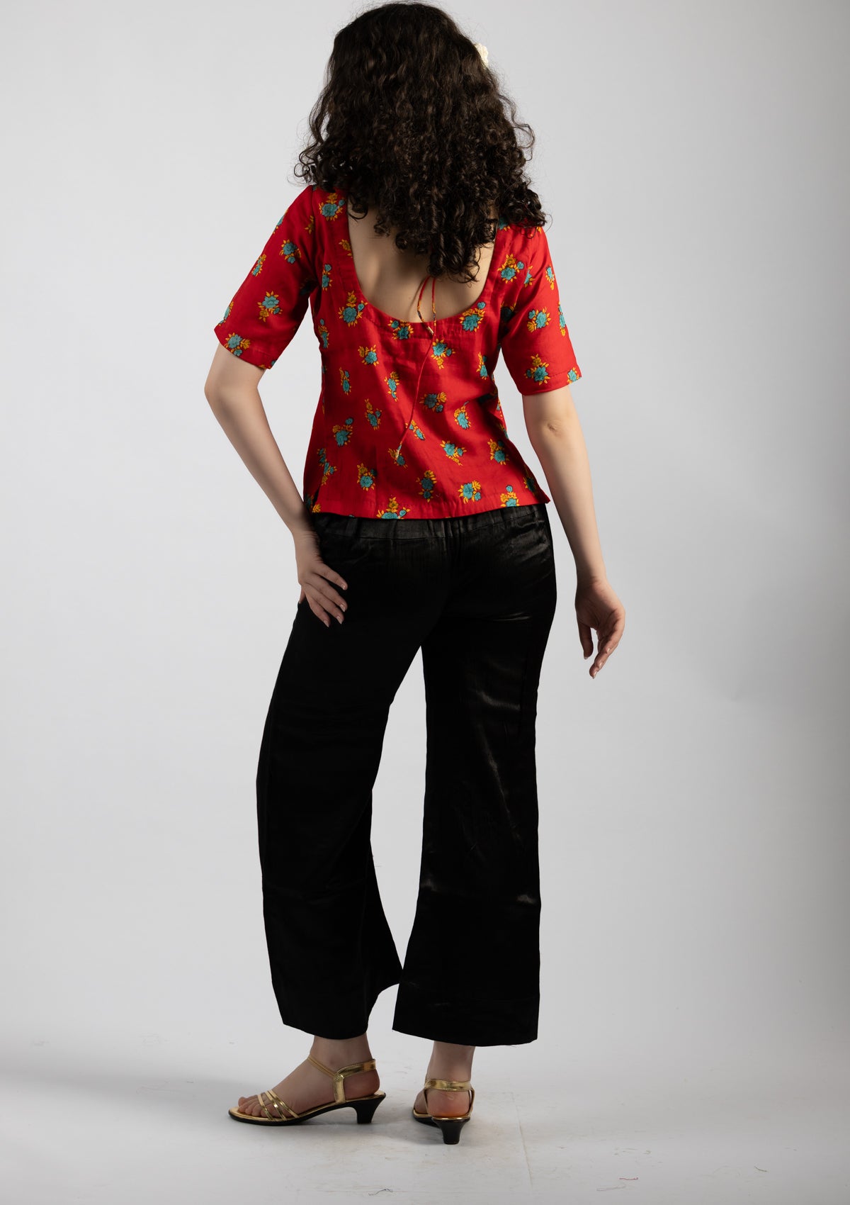 Crimson Printed Cotton Top - Size Large