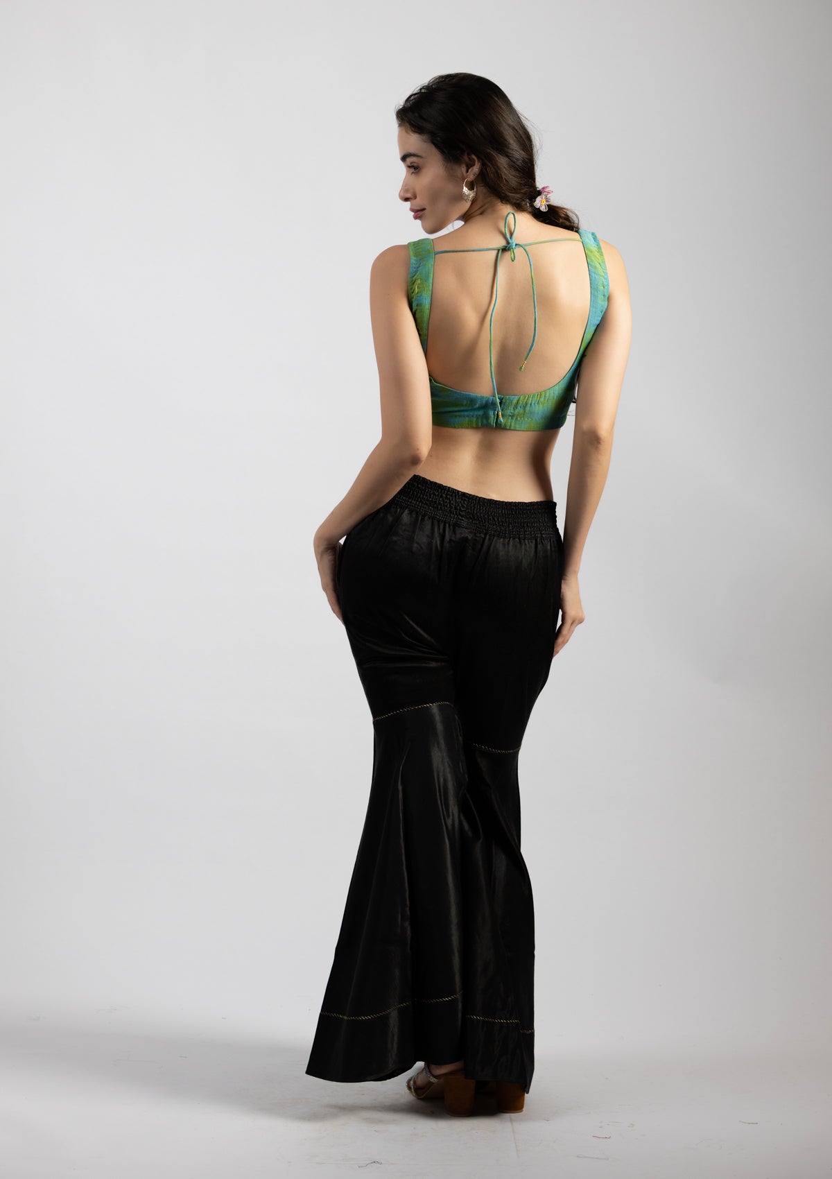 Teal Forest Chanderi Blouse - Size Small