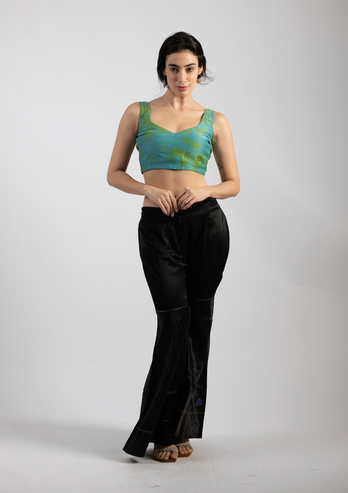 Teal Forest Chanderi Blouse - Size Small