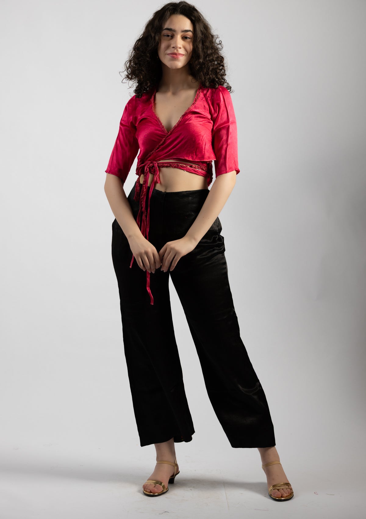 Fushia Pink Mashru Top - Size Small