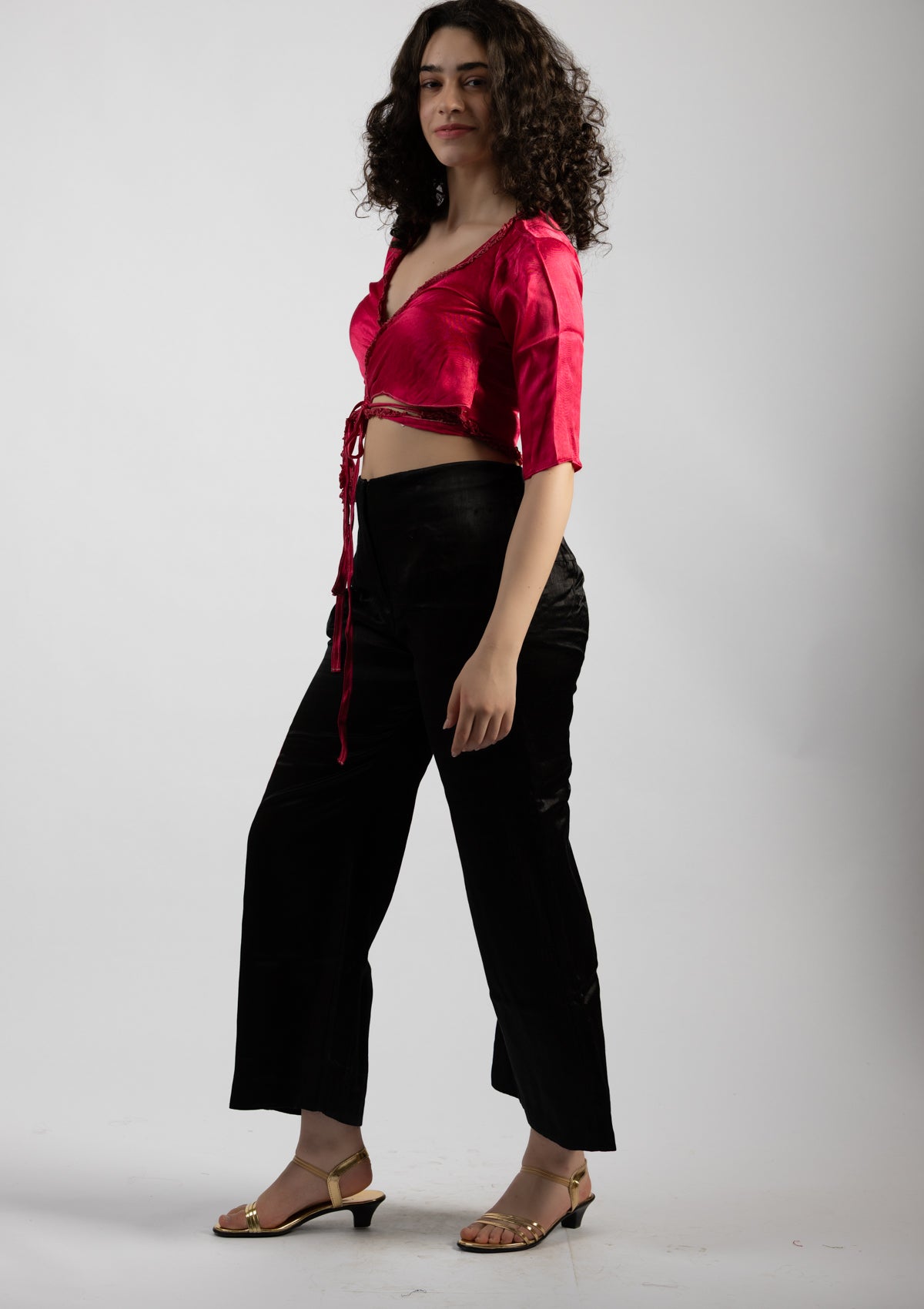 Fushia Pink Mashru Top - Size Small