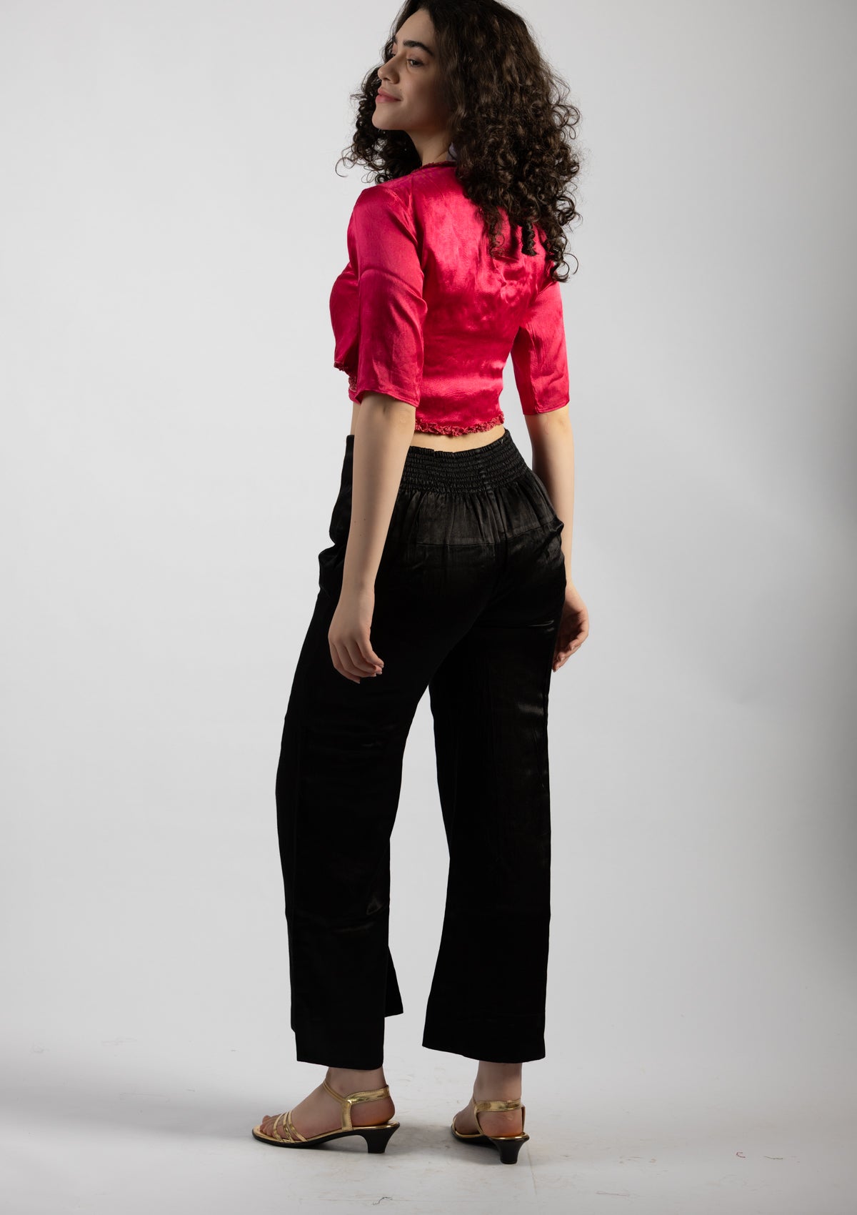 Fushia Pink Mashru Top - Size Small