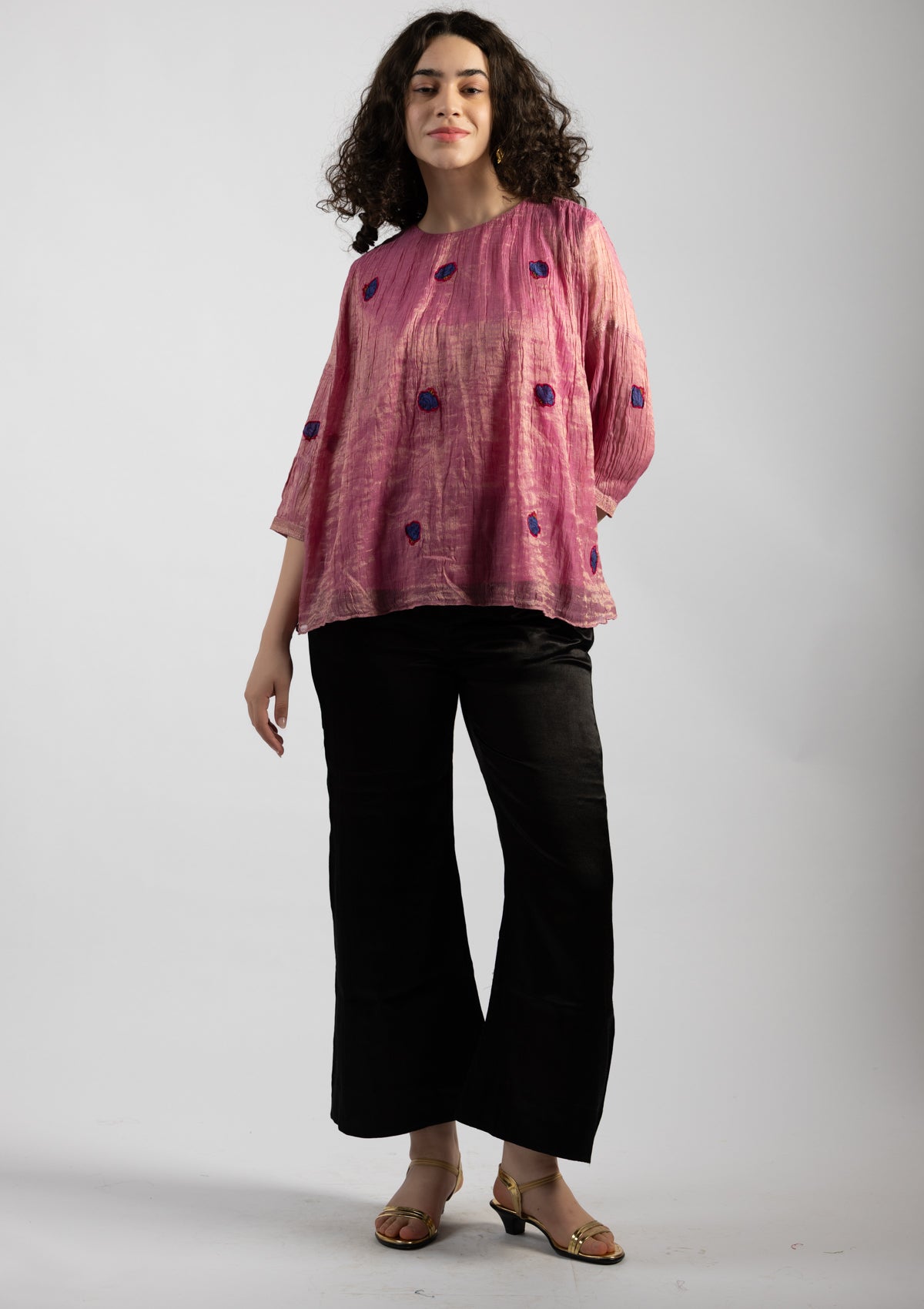 Dusky Pink Chanderi Tissue Top - Size Small