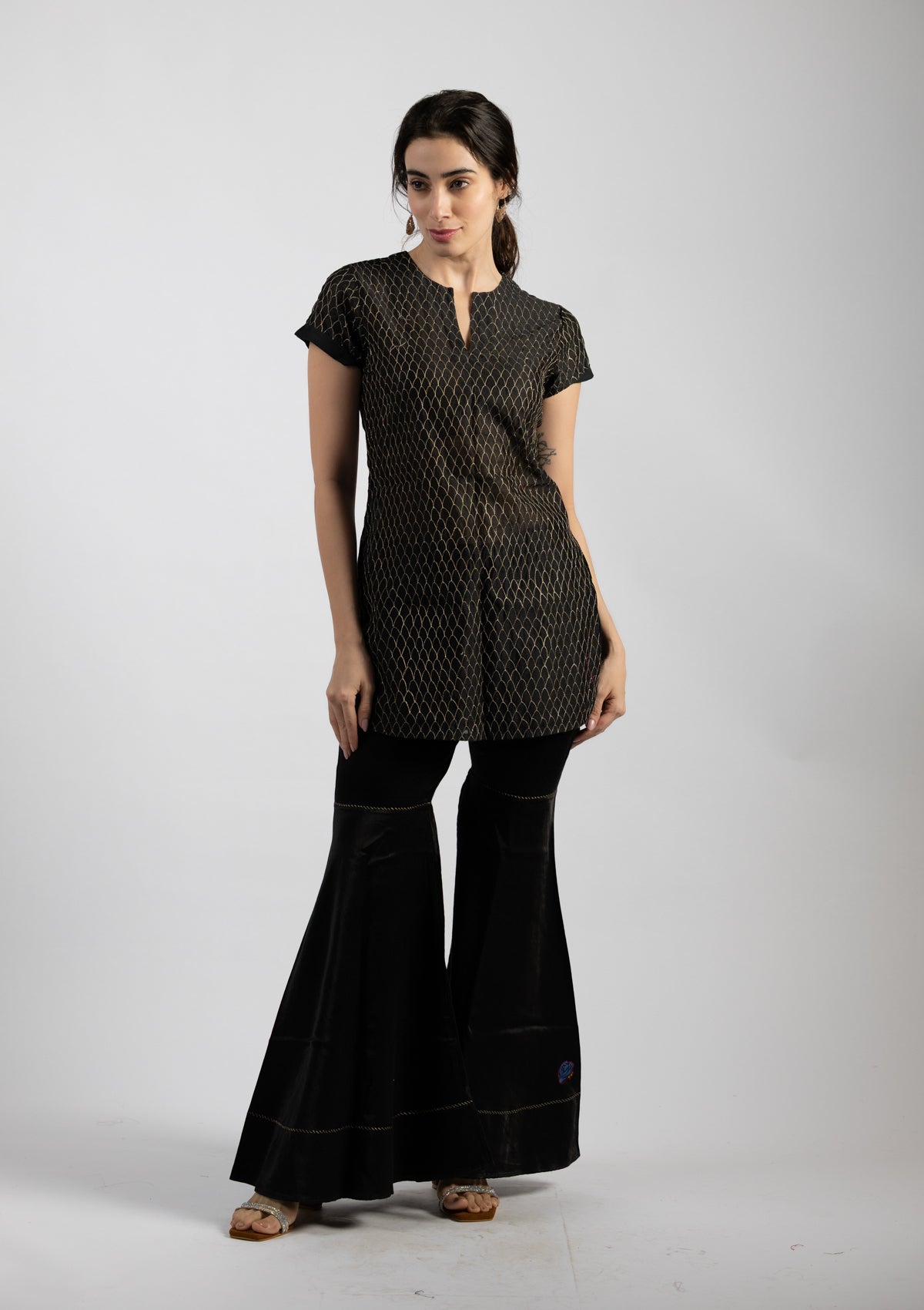 Moonlight Embroidered Chanderi Top - Size Small