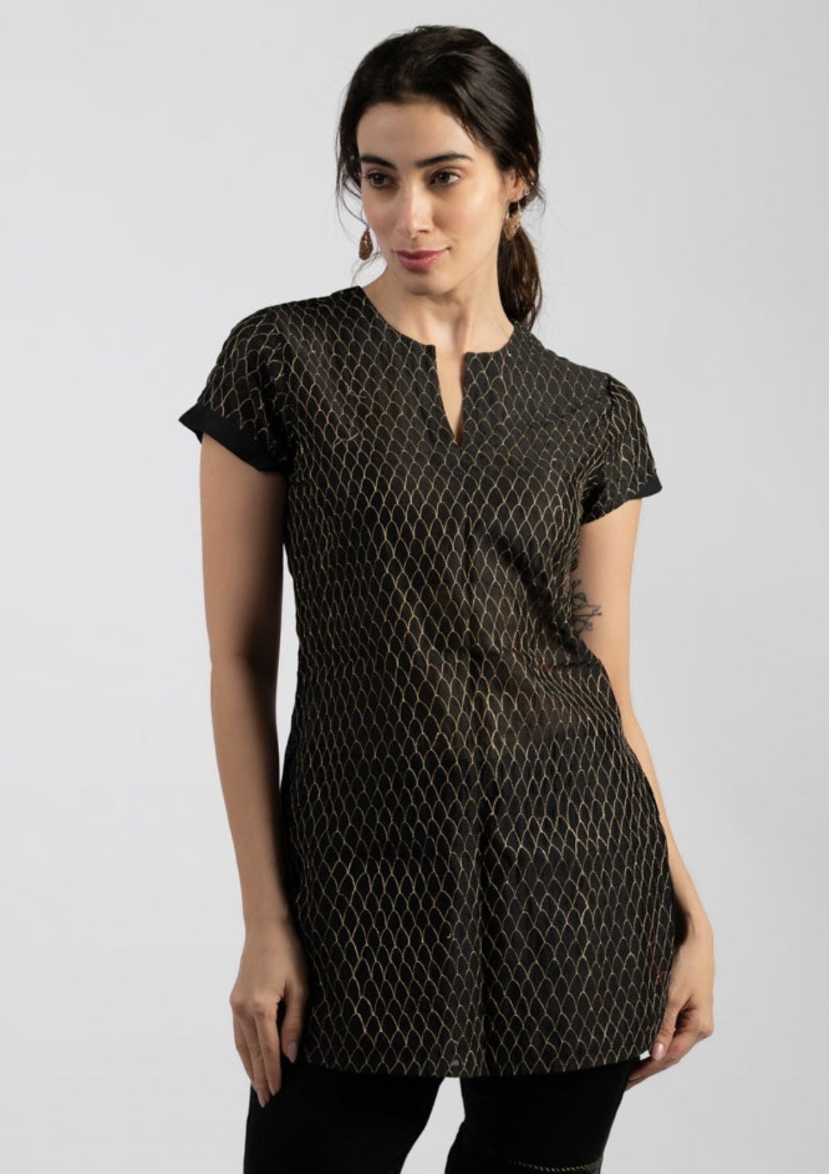 Moonlight Embroidered Chanderi Top - Size Small