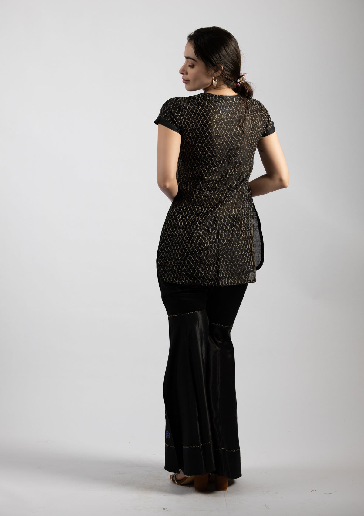 Moonlight Embroidered Chanderi Top - Size Small