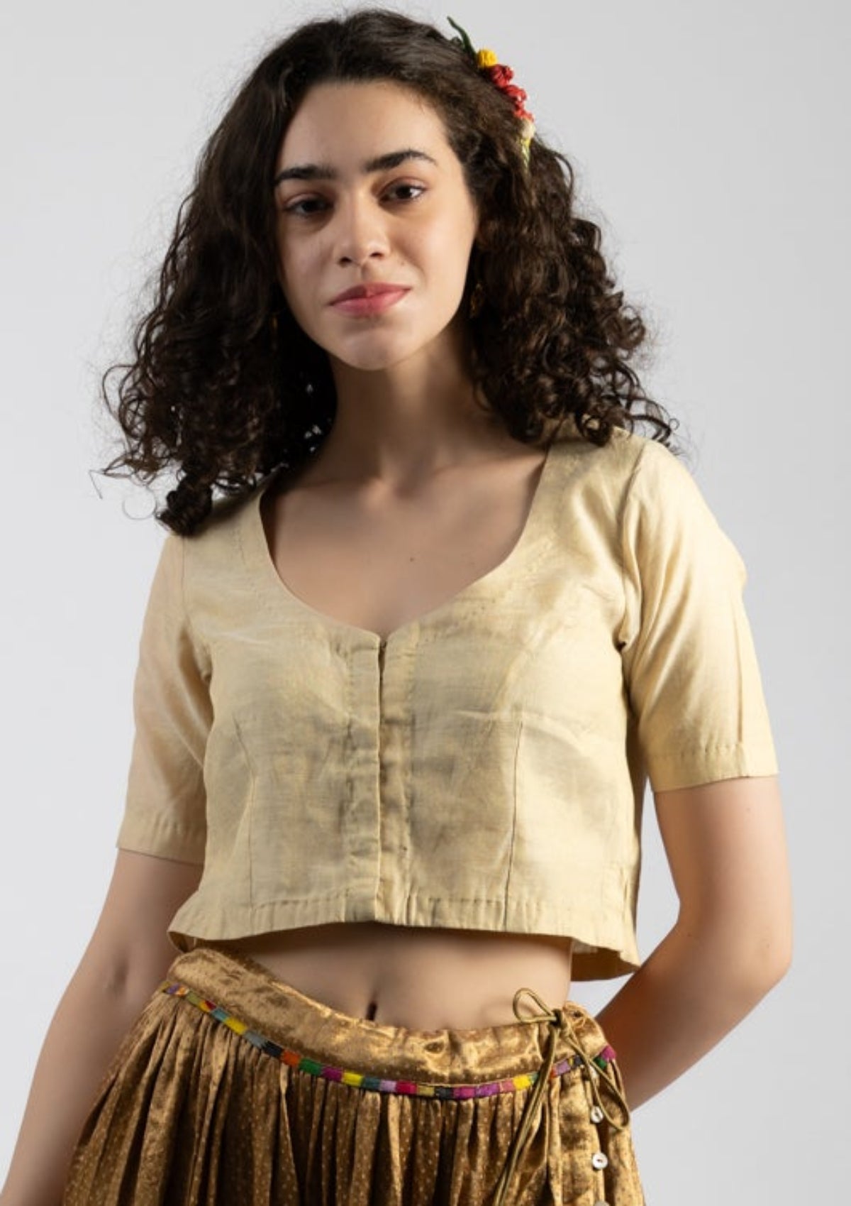 Ivory Chanderi Top - Size Small