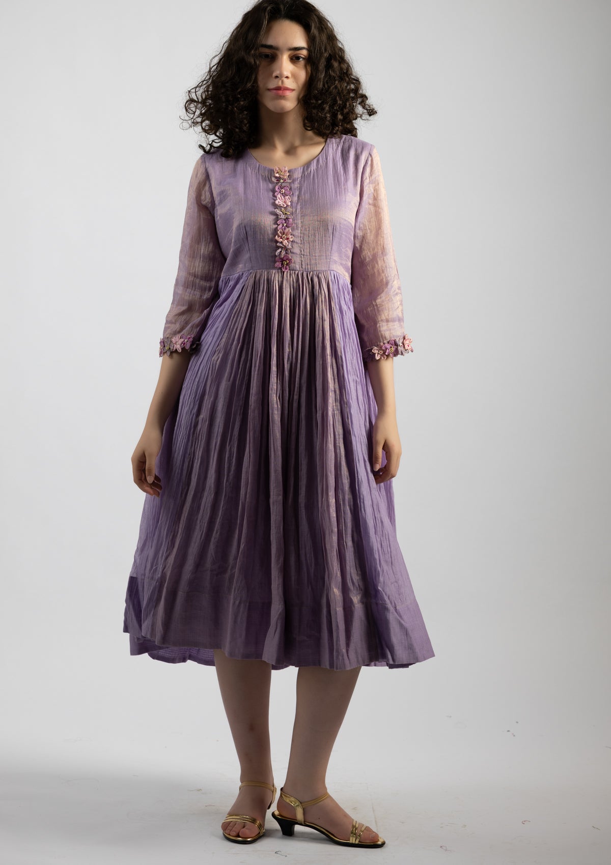 Mystic Lilac Tissue Chanderi Dress - Size Large