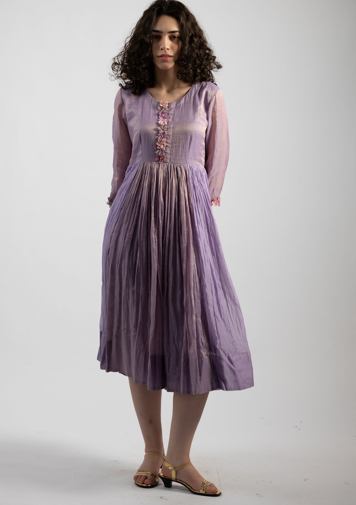 Mystic Lilac Tissue Chanderi Dress - Size Large