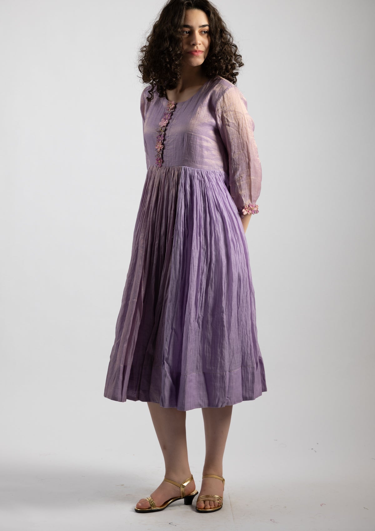 Mystic Lilac Tissue Chanderi Dress - Size Large