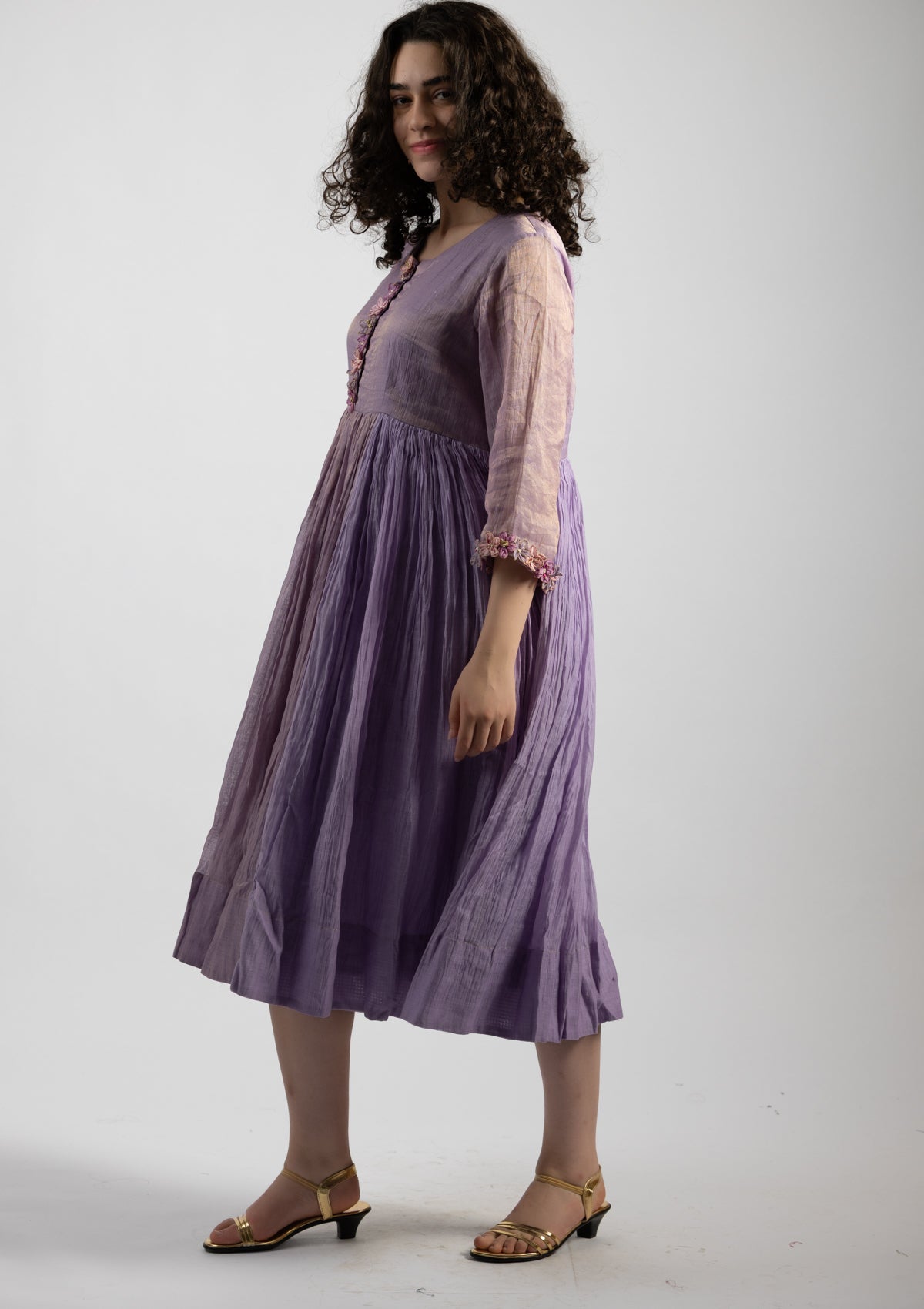 Mystic Lilac Tissue Chanderi Dress - Size Large