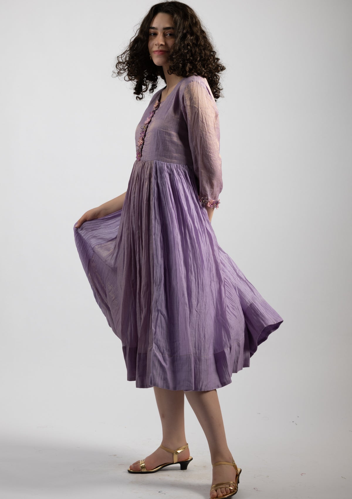 Mystic Lilac Tissue Chanderi Dress - Size Large