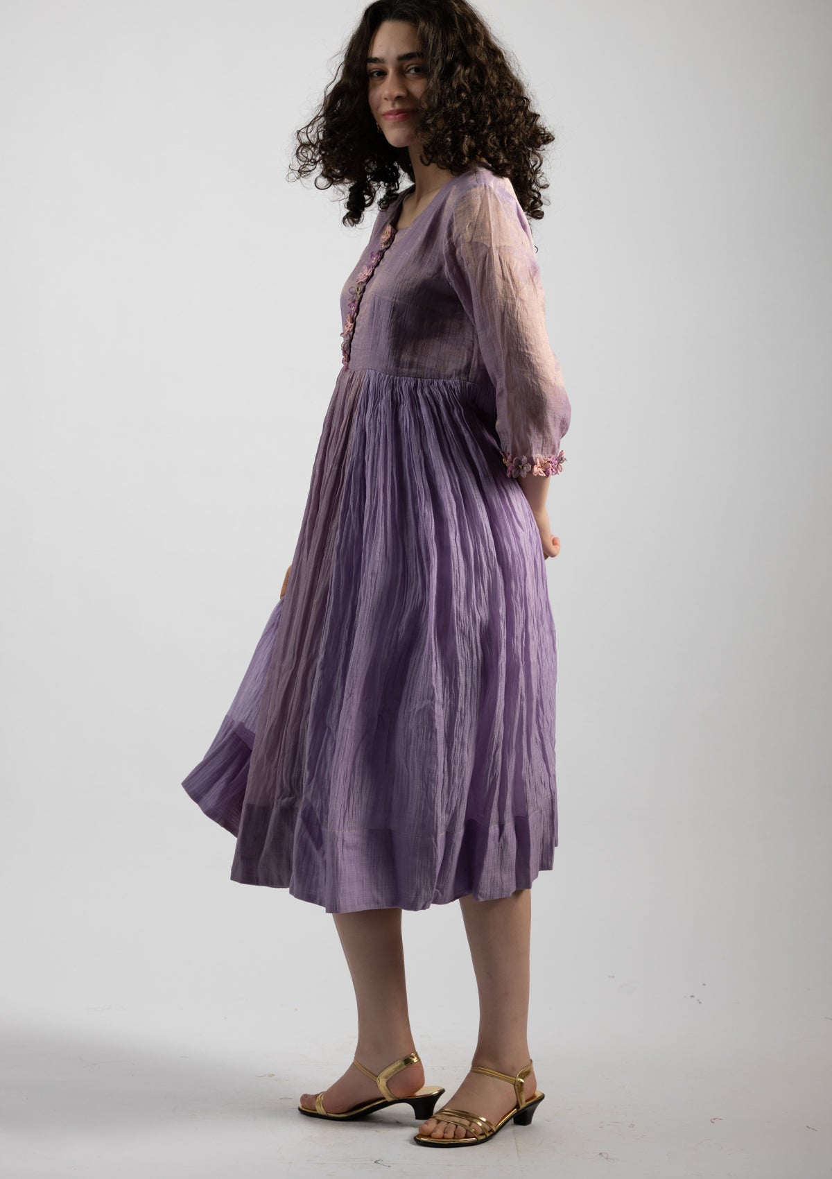 Mystic Lilac Tissue Chanderi Dress - Size Large