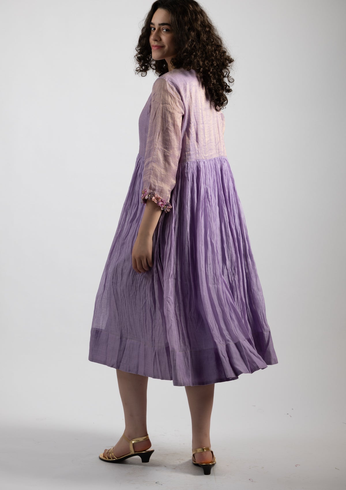 Mystic Lilac Tissue Chanderi Dress - Size Large