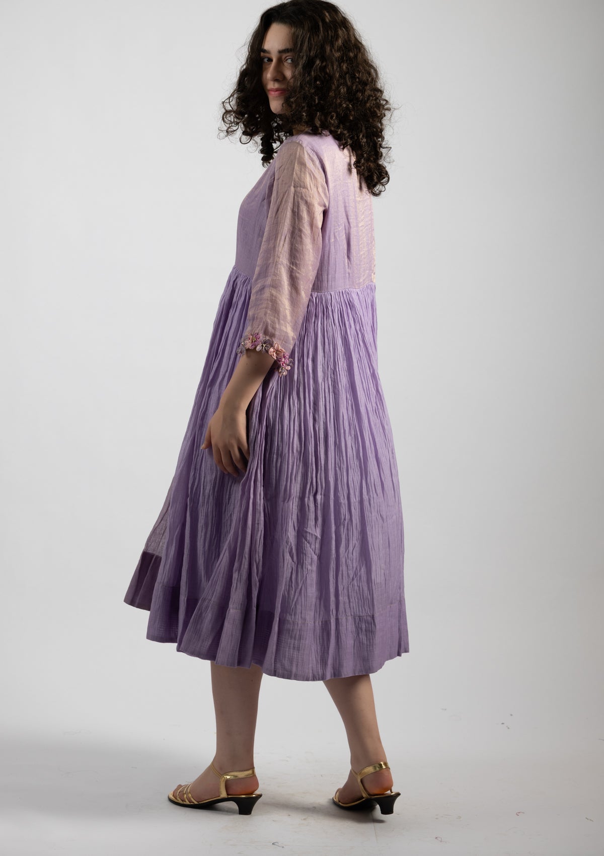 Mystic Lilac Tissue Chanderi Dress - Size Large