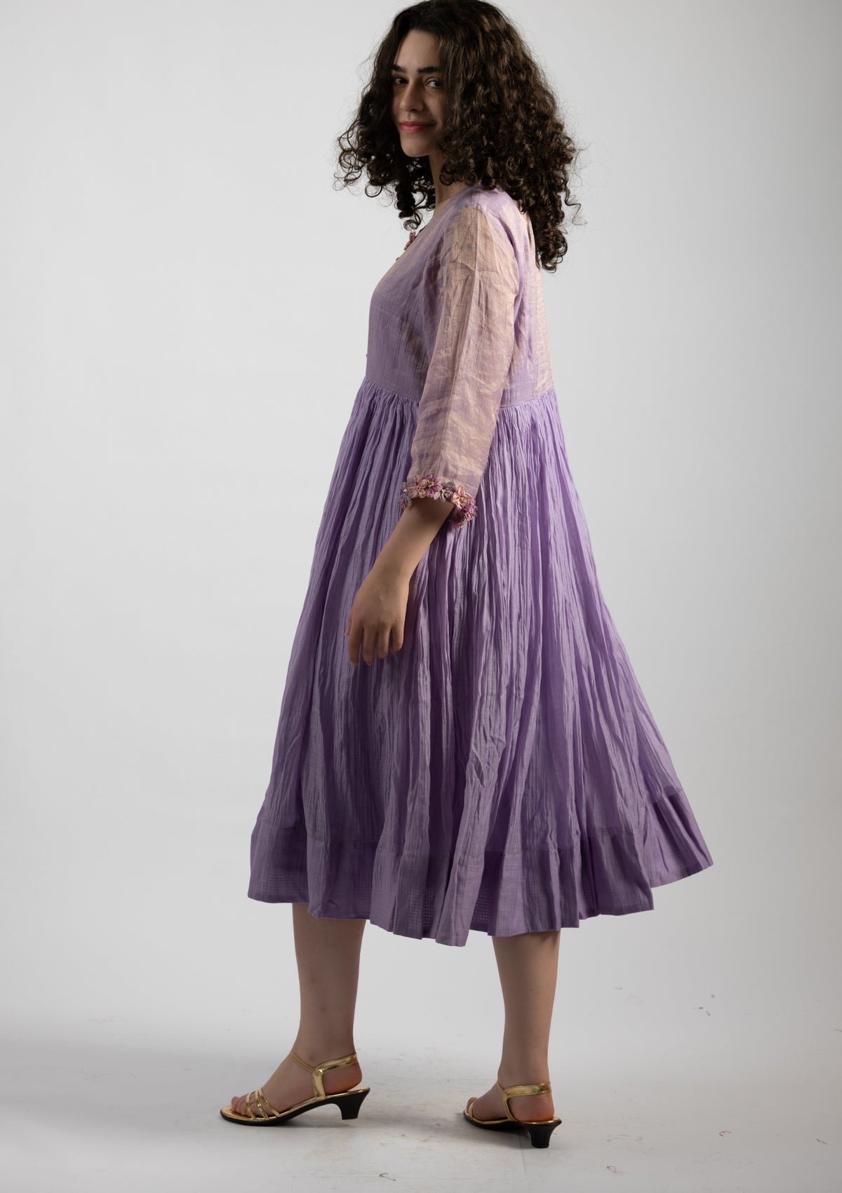 Mystic Lilac Tissue Chanderi Dress - Size Large