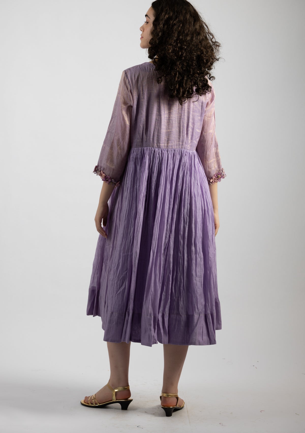 Mystic Lilac Tissue Chanderi Dress - Size Large