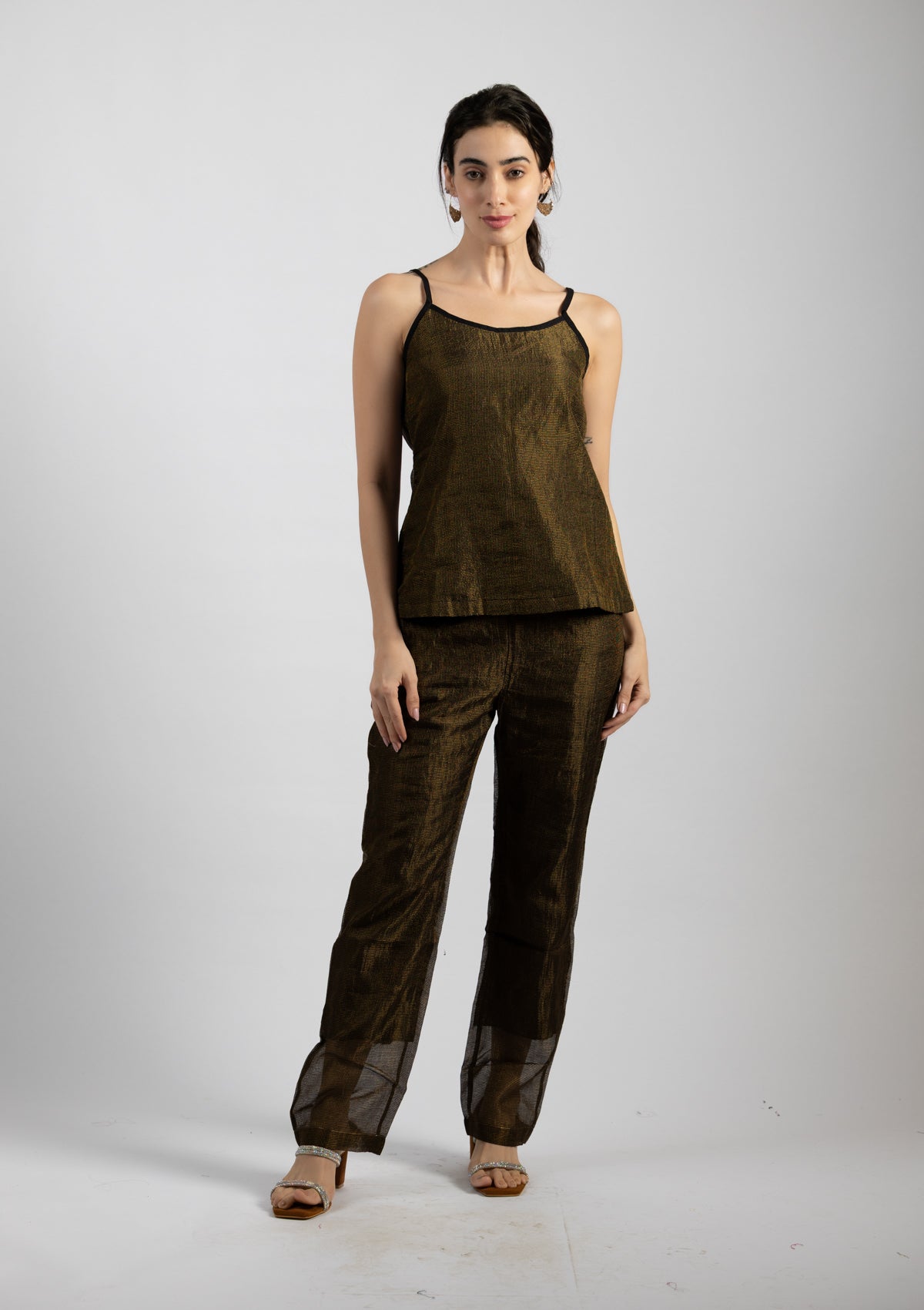 Opulent Night Chanderi Tissue Co-ord Set - Size Medium