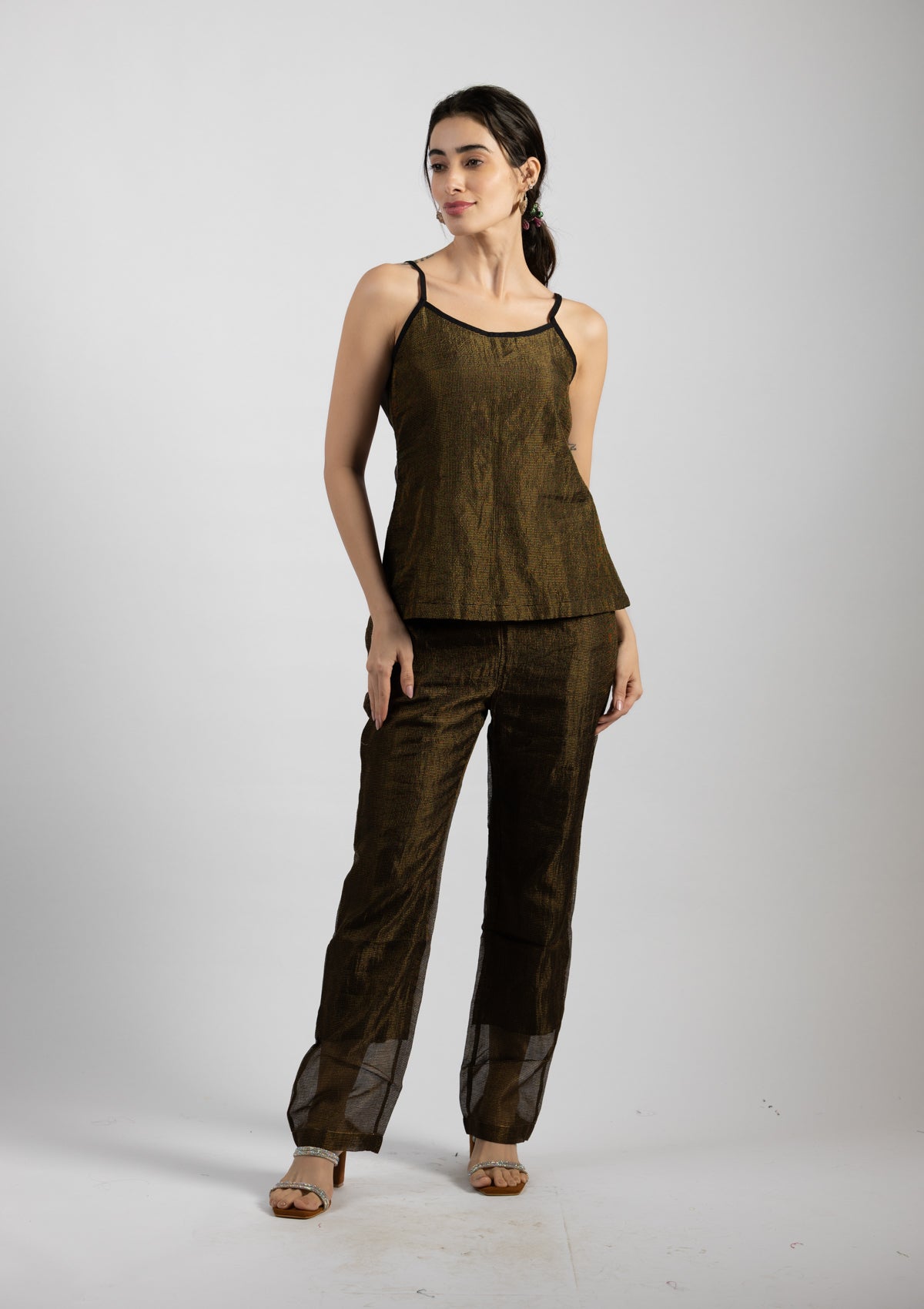 Opulent Night Chanderi Tissue Co-ord Set - Size Medium