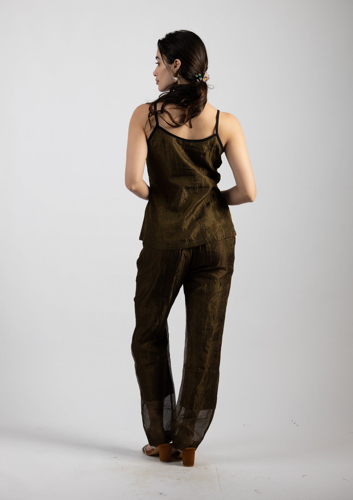 Opulent Night Chanderi Tissue Co-ord Set - Size Medium