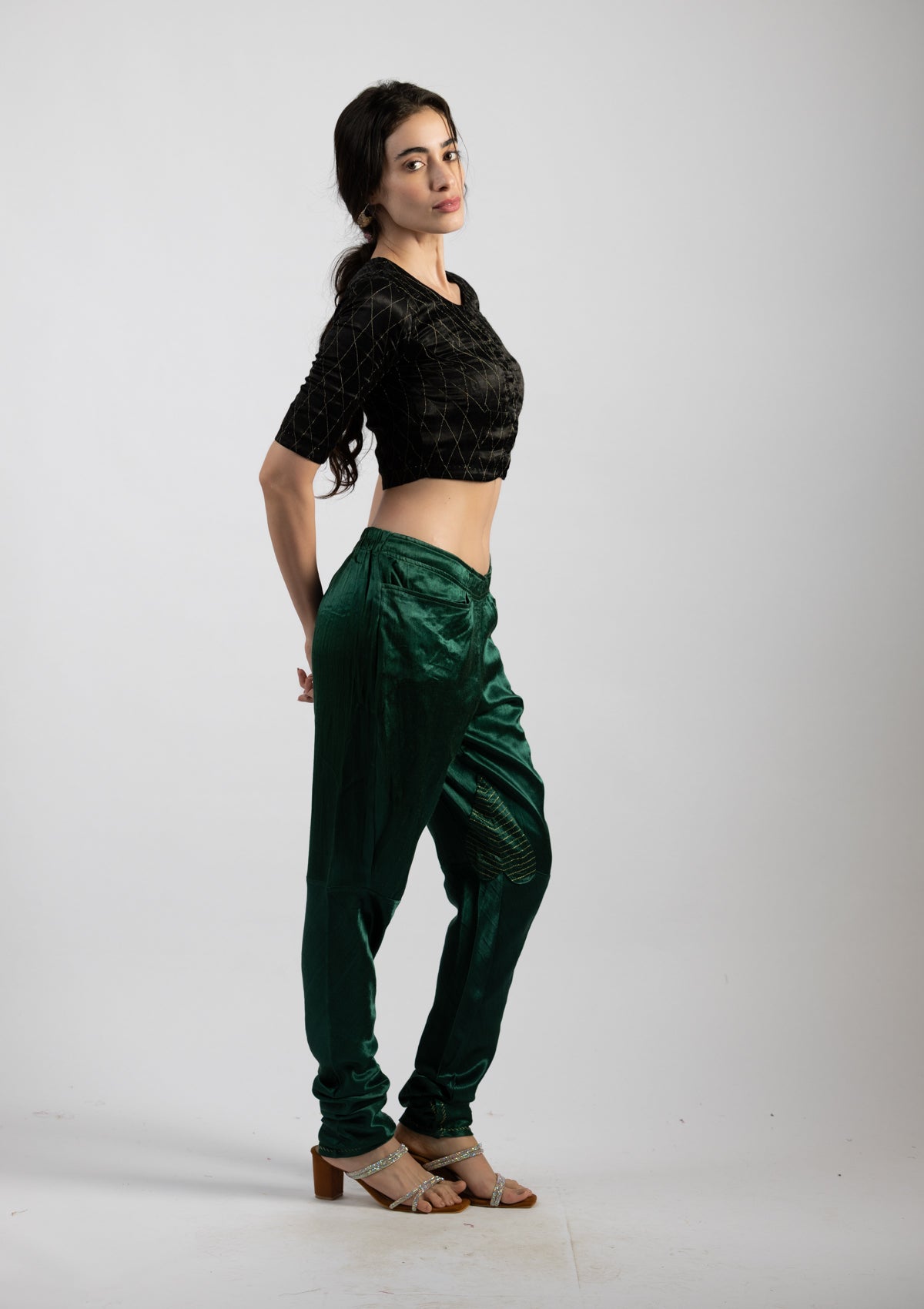Moss Glow Mashru Trousers - Size Small
