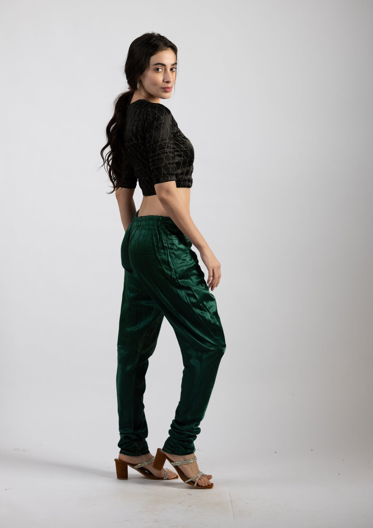 Moss Glow Mashru Trousers - Size Small