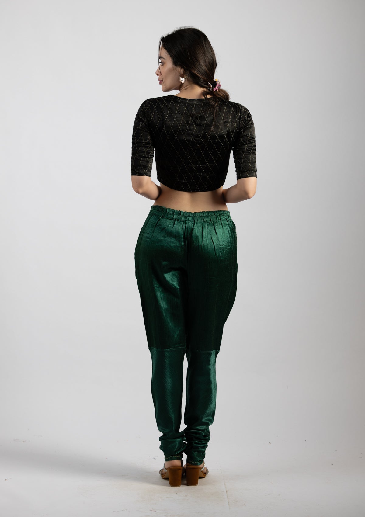 Moss Glow Mashru Trousers - Size Small